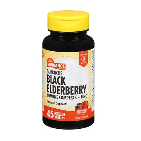 Sundance, Vitamins Sambucus Black Elderberry Chewable, 45 Tabs