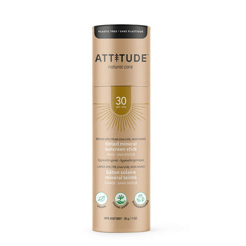 Attitude, Sunscreen Face Stick SPF 30 Tinted Unscented, 1 Oz