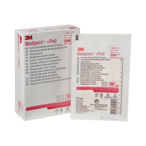 3M, 3M Medipore +Pad Soft Cloth Dressings 3½ x 4 Inch, Box Of 25
