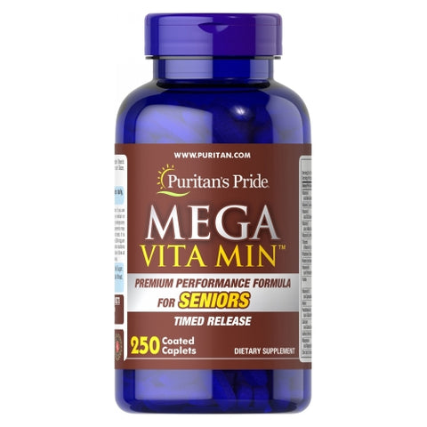 Puritan's Pride, Mega Vita Min Multivitamin for Seniors Timed Release with Zinc, 250 Coated Caplets