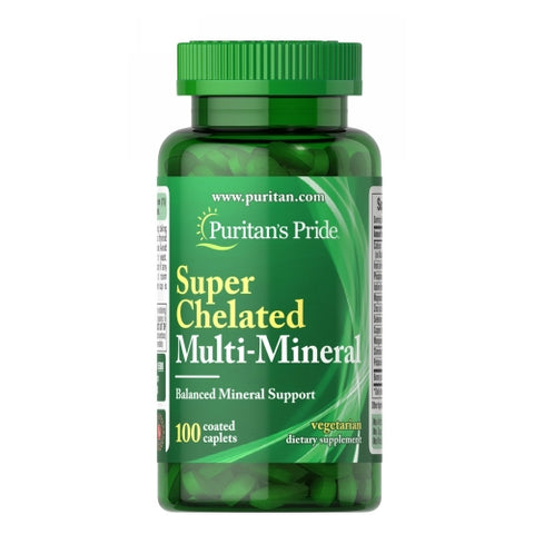 Puritan's Pride, Super Chelated Multi-Mineral with Zinc, 100 Coated Caplets