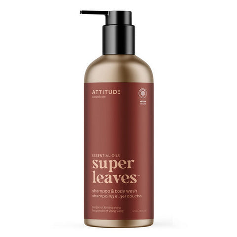 Attitude, Super Leaves Men's 2-in-1 Bergamot & Ylang Ylang, 16 Oz