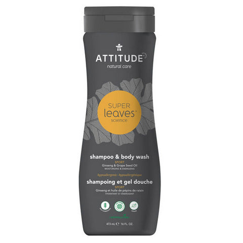 Attitude, Super Leaves 2in1 Shampoo & Body Wash Peppermint And Sweet Orange, Peppermint & Sweet Orange, 16 Oz