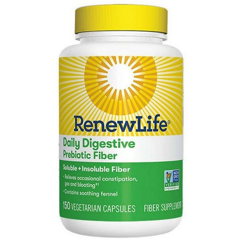 Renew Life, Daily Digestive Prebiotic Fiber, 150 Capsules