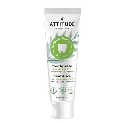 Attitude, Toothpaste Fluoride Free Fresh Breath Peppermint, 120 Grams