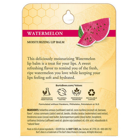Burts Bees, Watermelon Lip Balm Blister, 1 Count
