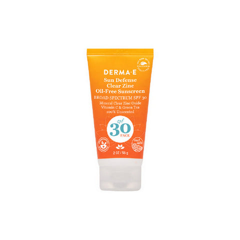 Derma e, Sun Defense Clear Zinc Sunscreen SPF30 Face, 2 Oz
