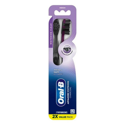 Oral-B, Charcoal Toothbrush Whitening Therapy Medium, 2 Count