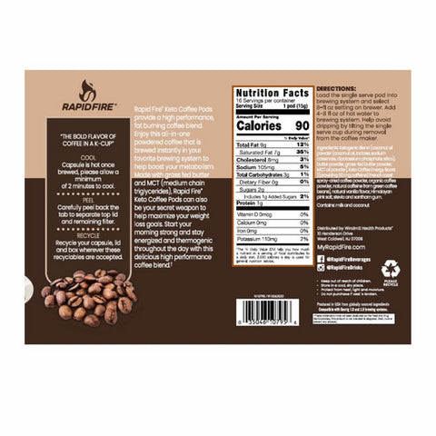 Rapid Fire, Keto Coffee French Vanilla Pods, 8.64 Oz