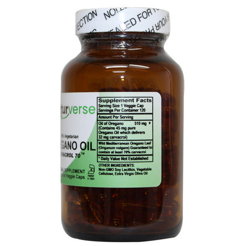 Oregano Oil Liquid Capsules Standardized 120 VegCaps by Naturverse
