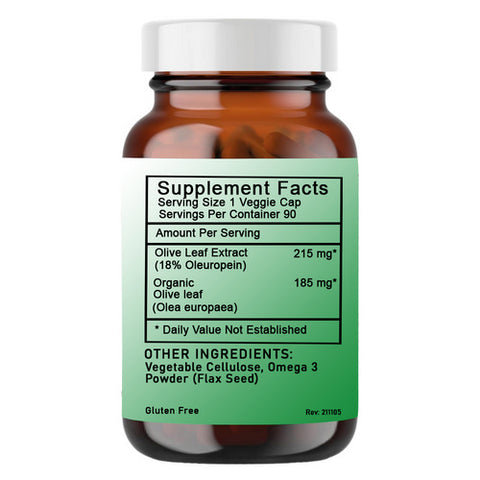 Olive Leaf Powder Capsules Standardized 90 VegCaps by Naturverse