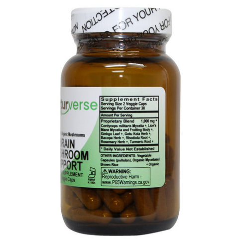 Brain Mushroom Support COG Powder Capsules 60 VegCaps by Naturverse