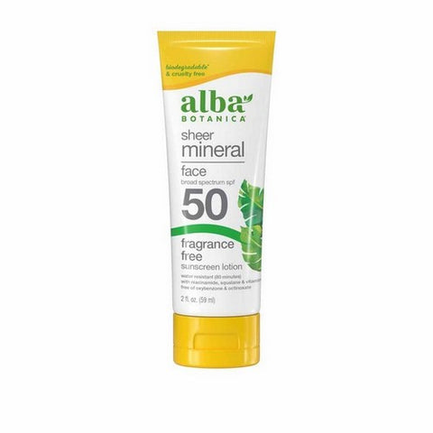 Alba Botanica, Sheer Mineral Sunscreen Face Lotion SPF 50, 2 Oz
