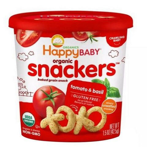 Happy Baby Food, Organic Tomato Basil Baby Snacks, 1.5 Oz(Case Of 6)