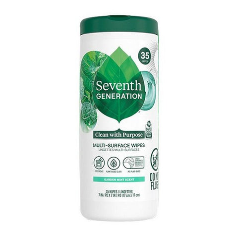 Seventh Generation, Multi Surface Cleaning Wipes Garden Mint Scent Cuts Grease And Grime, 35 Count(Case Of 12)