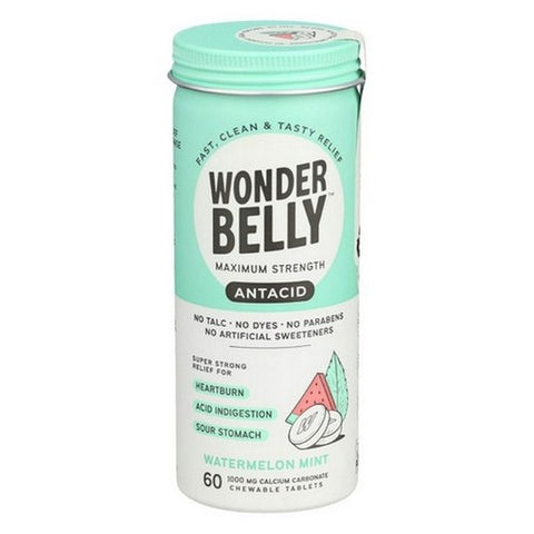 Wonderbelly, Watermelon Mint Antacid Chewable, 60 Tabs(Case Of 4)