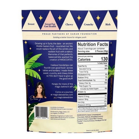 Magicdates, Dark Choco Coconut Cookie Snack Bites, 3.5 Oz(Case Of 8)