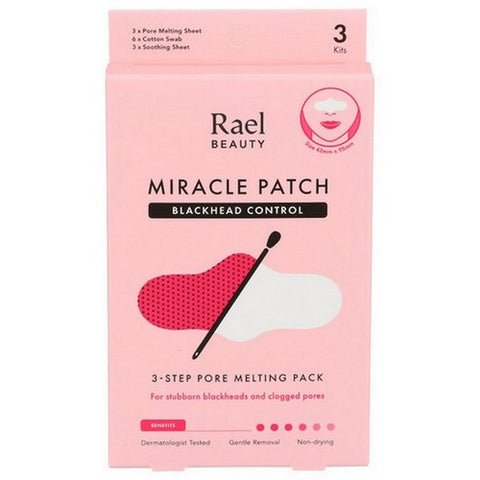 Rael, Miracle Patch Blackhead Control 3-Step Pore Melting Nose Strips, 3 Packets(Case Of 8)