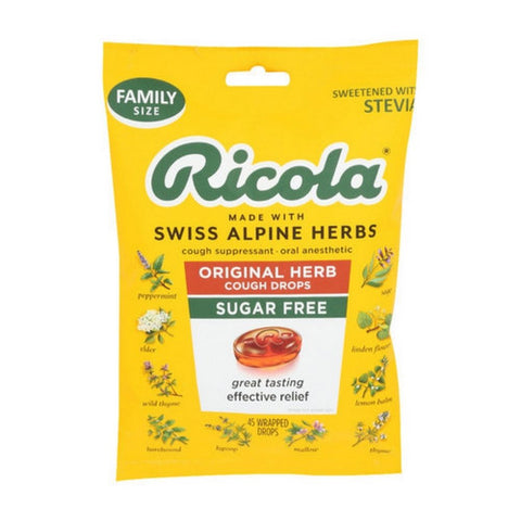 Ricola, Original Herb Cough Drops Sugar Free, 45 Count(Case Of 3)