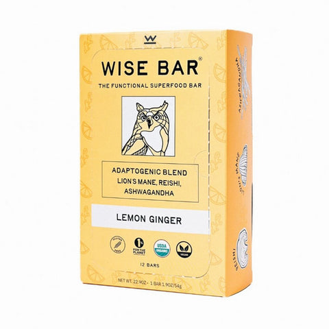 Wise Bar, Organic Lemon Ginger Bar, 1.9 Oz(Case Of 12)