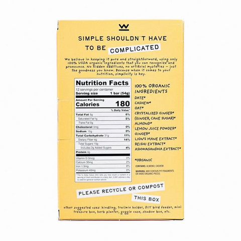 Wise Bar, Organic Lemon Ginger Bar, 1.9 Oz(Case Of 12)