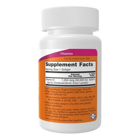 Now Foods, Vitamin D-3 50,000 IU, 12 Softgels