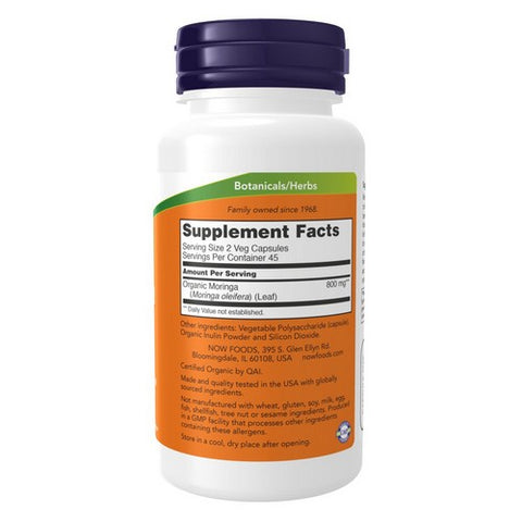 Now Foods, Organic Moringa, 400 Mg, 90 VegCaps