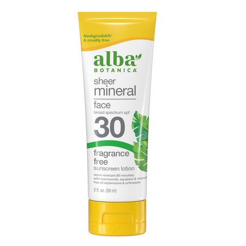 Alba Botanica, Sheer Mineral Sunscreen Lotion Broad Spectrum SPF 30, 2 Oz