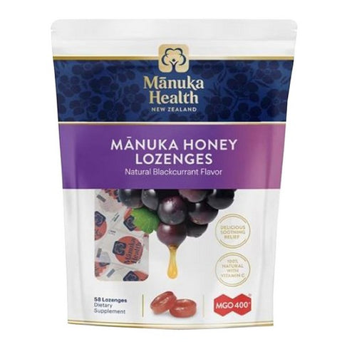 Manuka Health, Manuka Honey MGO 400+ Lozenges Natural Blackcurrant, 58 Lozenges