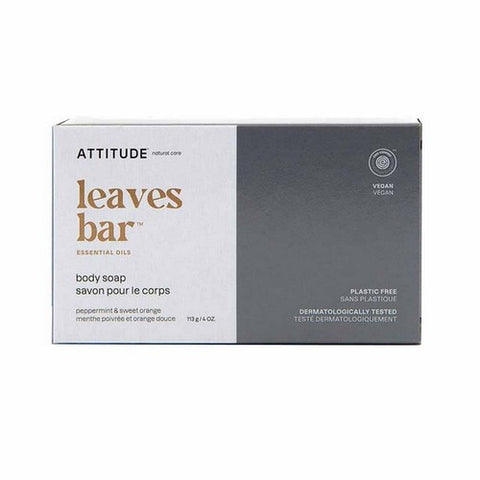 Attitude, Leaves Bar Soap Peppermint And Sweet Orange, 4 Oz