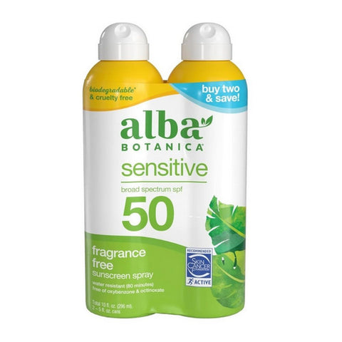 Alba Botanica, Sunscreen Spray Sensitive SPF 50, 10 Oz