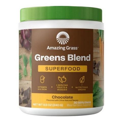 Amazing Grass, Organic Green Superfood Drink Powder Cacao Chocolate Infusion, 8.5 Oz