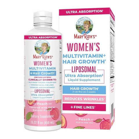MaryRuth's, Womens Multivitamin And Lustriva Hair Growth Liposomal Peach, 15.22 Oz
