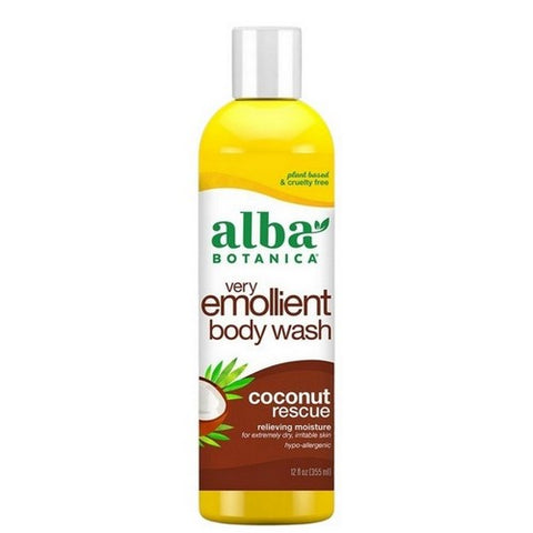 Alba Botanica, Very Emollient Coconut Rescue Body Wash Bottle, 12 Oz