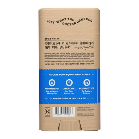 Dr. Squatch, Mens Natural Deodorant Fresh Falls, 2.65 Oz