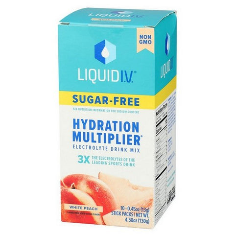 Liquid I.V, Sugar Free Hydration Multiplier Vegan Powder Electrolyte Supplements White Peach, 4.58 Oz