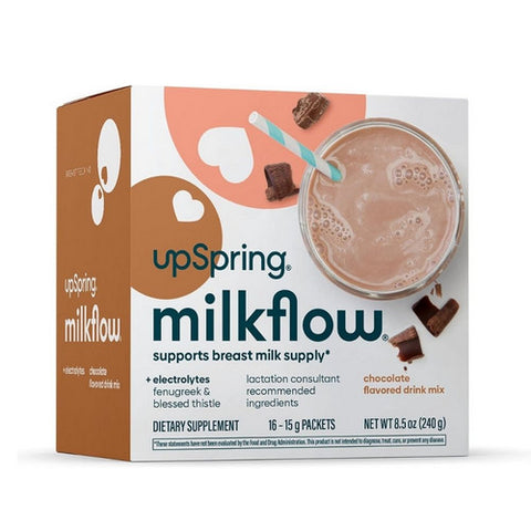 UpSpring, MilkFlow Drink Mix Breastfeeding Supplement with Electrolytes, Chocolate 16 Count