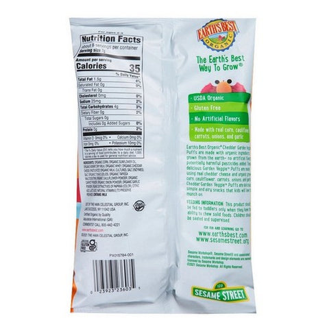 Earth's Best, Sesame Street Organic Veggie Cheddar Puffs Baby Snacks, 1.55 Oz (Case Of 4)