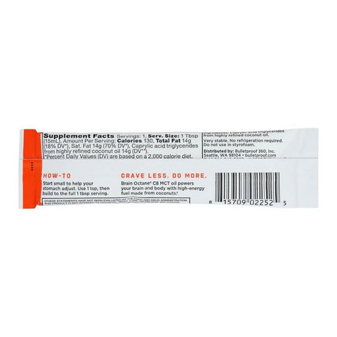 Bulletproof, Brain Octane C8 MCT Oil Packets, 0.5 Oz (Case of 15)