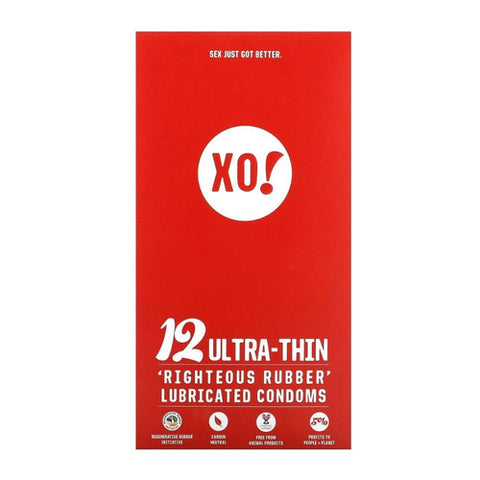 XO!, Ultra Thin Righteous Rubber Lubricated Condoms, 12 Count (Case of 8)