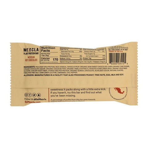 Mezcla, Mexican Hot Chocolate Plant Protein Bar, 1.4 Oz (Case Of 12)