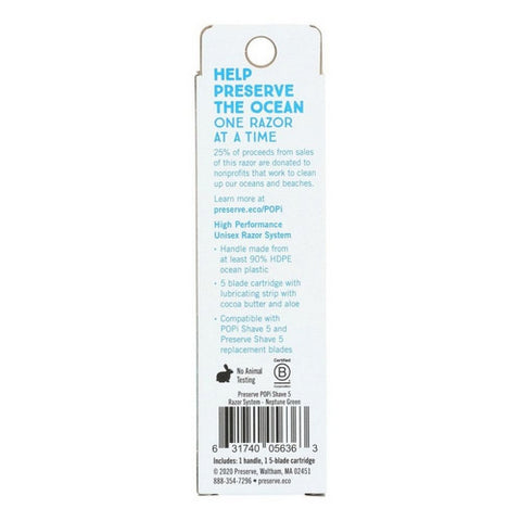 Preserve, Popi Razor Shave 5 Green, 1 Count (Case Of 6)