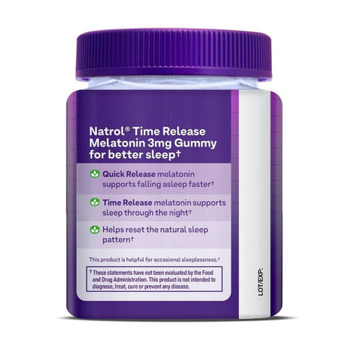 Natrol, Time Release Melatonin, 3 Mg, Strawberry 65 Count