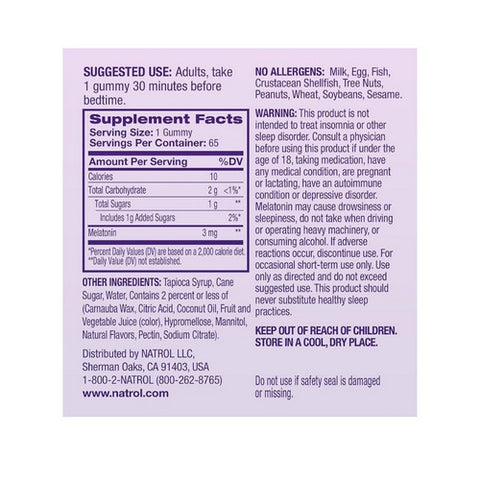 Natrol, Time Release Melatonin, 3 Mg, Strawberry 65 Count