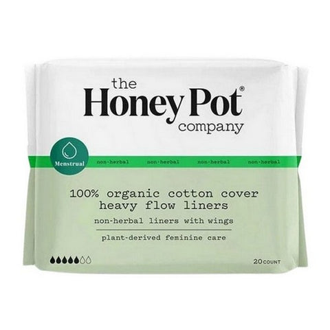 The Honey Pot, Organic Non Herbal Heavy Flow Pantiliners With Wings, 20 Count