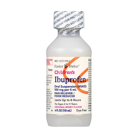 Foster And Thrive, Childrens Ibuprofen Oral Suspension Dye Free Original Berry, 4 Oz