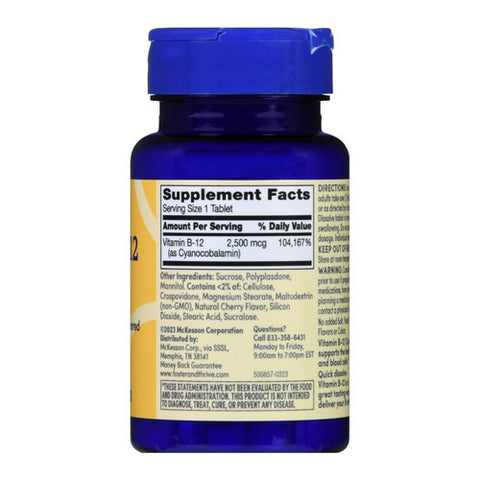 Foster And Thrive, Vitamin B-12 Quick Dissolve Sublingual, 2500 Mcg, 60 Tabs