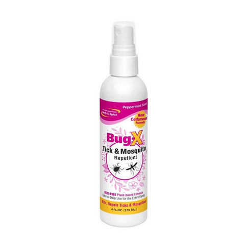 North American Herb & Spice, Bug X Tick And Mosquito Repellent Peppermint, 4 Oz
