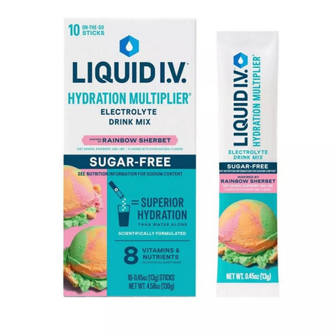 Liquid I.V, Rainbow Sherbet Hydration Multiplier Sugar Free, 10 Count