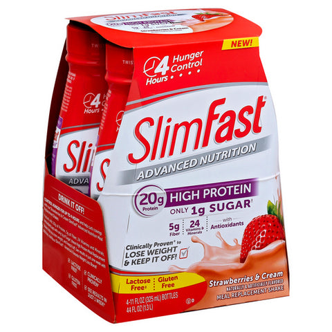 Slim Fast, Advanced Nutrition Meal Replacement Shake Strawberries And Cream, 44 Oz (Case Of 3)